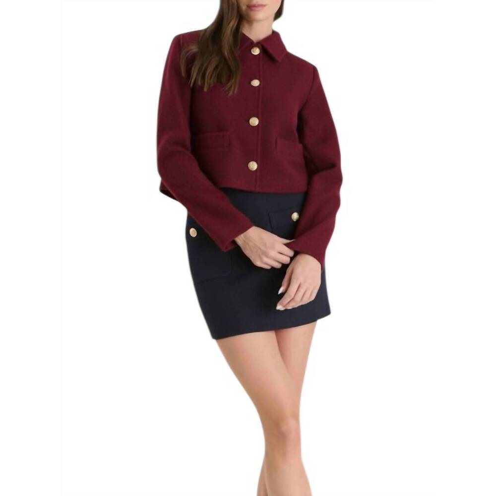 NEW THE WORKSHOP STUDIO button down solid tweed jacket in deep red